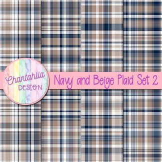Free navy and beige plaid digital papers set 2
