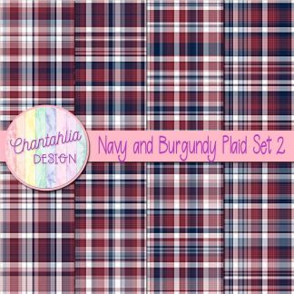 Free navy and burgundy plaid digital papers set 2