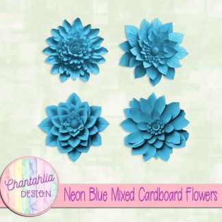 Free neon blue mixed cardboard flowers