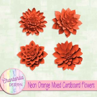 Free neon orange mixed cardboard flowers