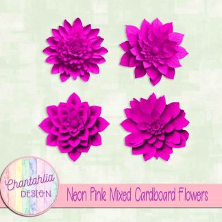 Free neon pink mixed cardboard flowers