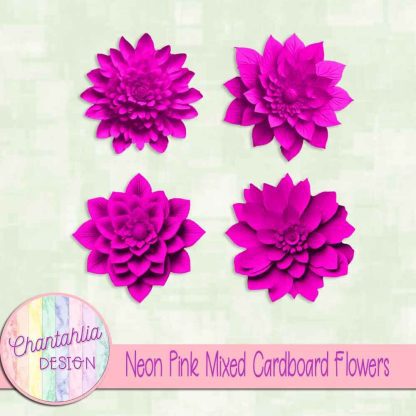 Free neon pink mixed cardboard flowers