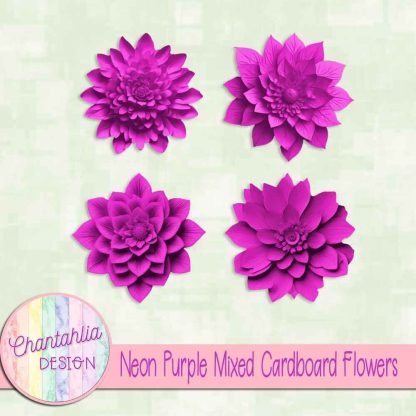 Free neon purple mixed cardboard flowers