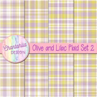 Free olive and lilac plaid digital papers set 2