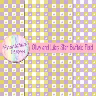 Free olive and lilac star buffalo plaid digital papers