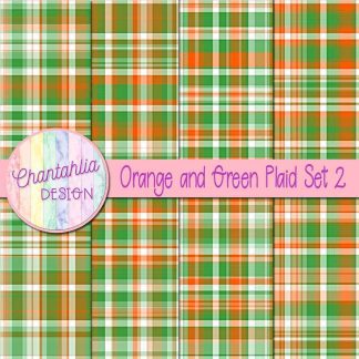 Free orange and green plaid digital papers set 2