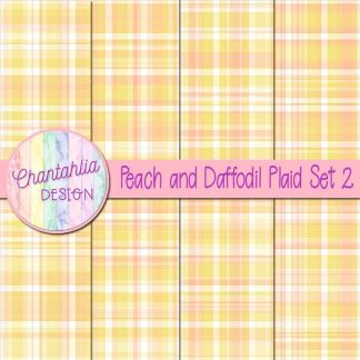 Free peach and daffodil plaid digital papers set 2