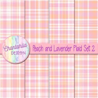 Free peach and lavender plaid digital papers set 2