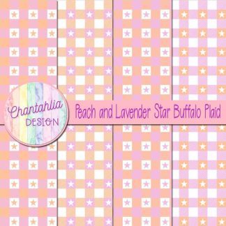 Free peach and lavender star buffalo plaid digital papers