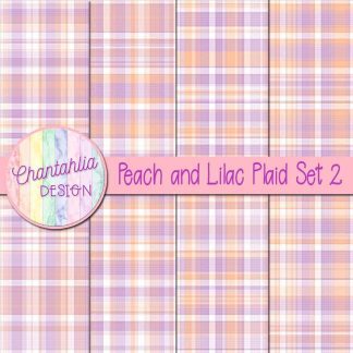 Free peach and lilac plaid digital papers set 2