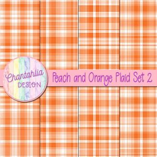 Free peach and orange plaid digital papers set 2