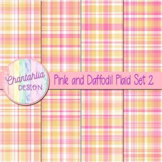 Free pink and daffodil plaid digital papers set 2