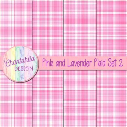 Free pink and lavender plaid digital papers set 2