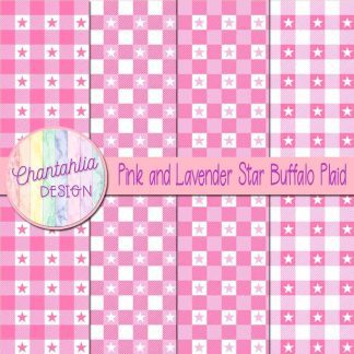 Free pink and lavender star buffalo plaid digital papers