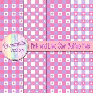 Free pink and lilac star buffalo plaid digital papers