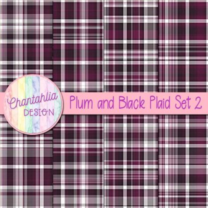 Free plum and black plaid digital papers set 2