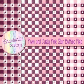 Free plum and dusty pink star buffalo plaid digital papers