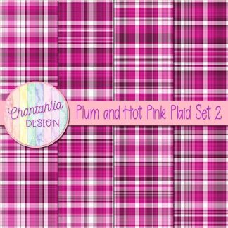 Free plum and hot pink plaid digital papers set 2