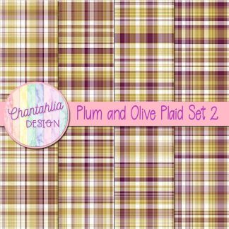 Free plum and olive plaid digital papers set 2