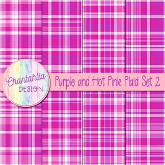 Free purple and hot pink plaid digital papers set 2