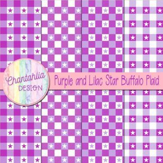 Free purple and lilac star buffalo plaid digital papers