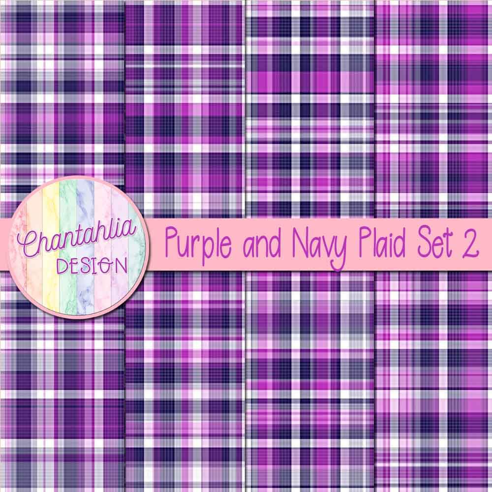 Purple and Navy Plaid Digital Papers