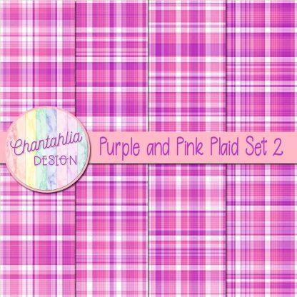 Free purple and pink plaid digital papers set 2