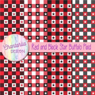Free red and black star buffalo plaid digital papers