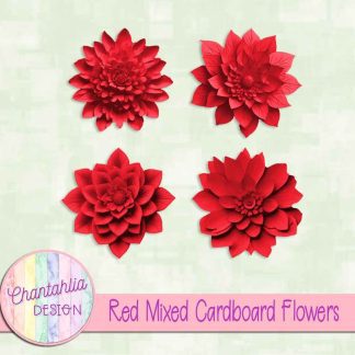 Free red mixed cardboard flowers