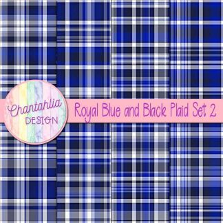 Free royal blue and black plaid digital papers set 2