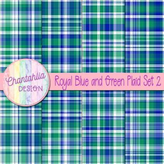 Free royal blue and green plaid digital papers set 2