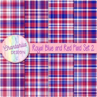 Free royal blue and red plaid digital papers set 2