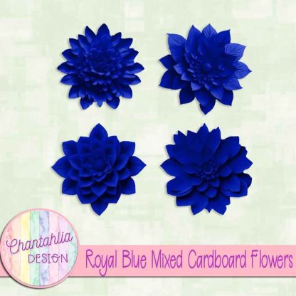 Free royal blue mixed cardboard flowers