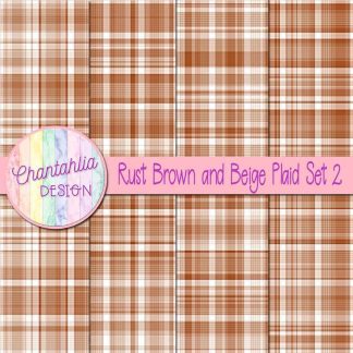 Free rust brown and beige plaid digital papers set 2
