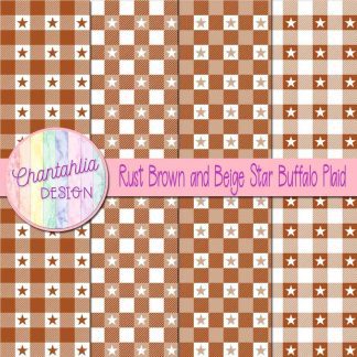 Free rust brown and beige star buffalo plaid digital papers