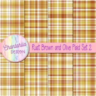 Free rust brown and olive plaid digital papers set 2