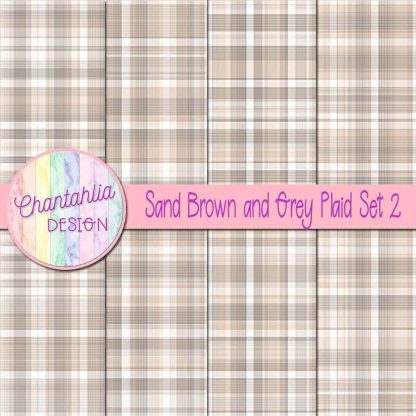 Free sand brown and grey plaid digital papers set 2