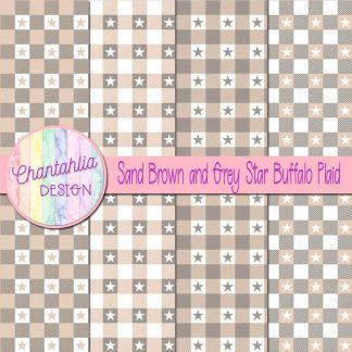 Free sand brown and grey star buffalo plaid digital papers