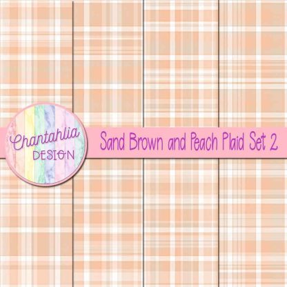 Free sand brown and peach plaid digital papers set 2