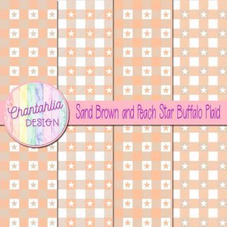 Free sand brown and peach star buffalo plaid digital papers