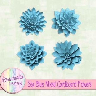 Free sea blue mixed cardboard flowers