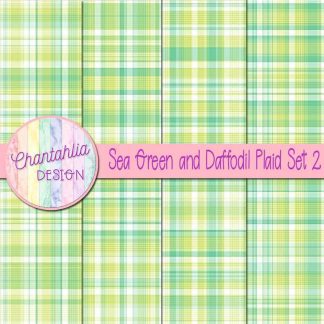 Free sea green and daffodil plaid digital papers set 2