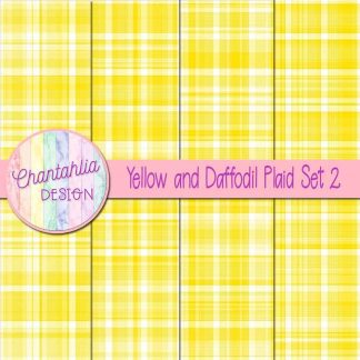 Free yellow and daffodil plaid digital papers set 2