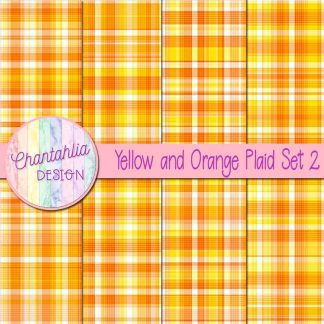 Free yellow and orange plaid digital papers set 2