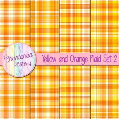 Free yellow and orange plaid digital papers set 2