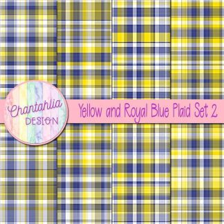 Free yellow and royal blue plaid digital papers set 2