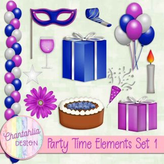 Free design elements in a Party Time theme.