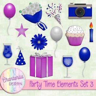 Free design elements in a Party Time theme.