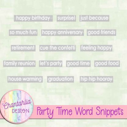 Free word snippets in a Party Time theme