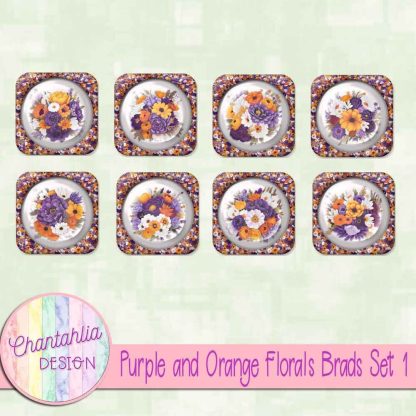 Free brads in a Purple and Orange Florals theme